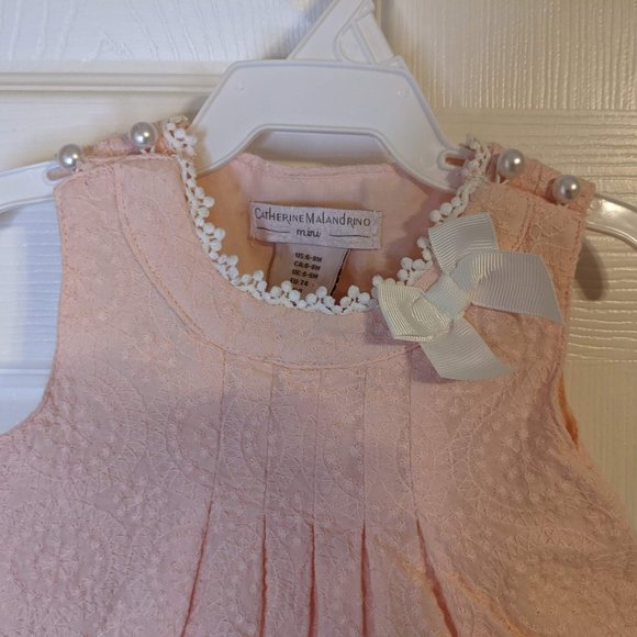 Catherine Malandrino Pink Lace Pearl Cotton Pleated Dress - 6-9 mos. NWOT - Picture 3 of 11